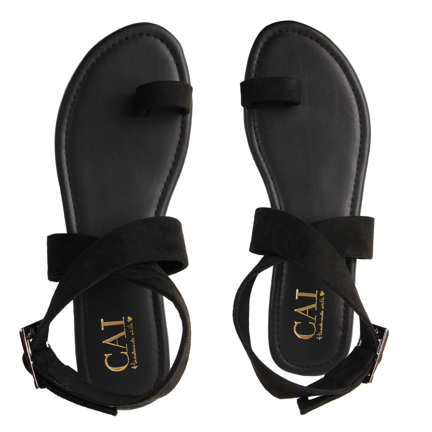 Black Toe Loop Sandals