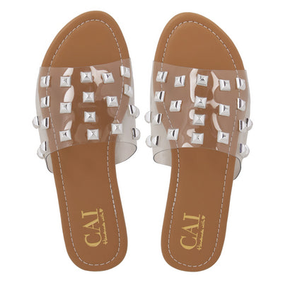 Clear Strap Studded Flats for Women