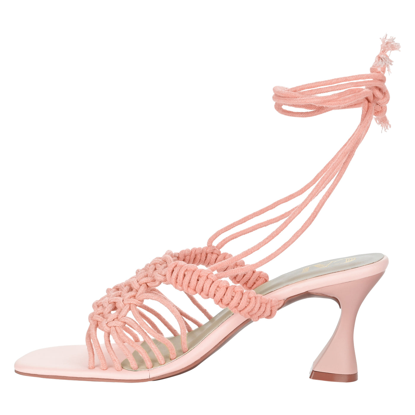 Buy Pink Knotted Tie Up Heels For Ladies