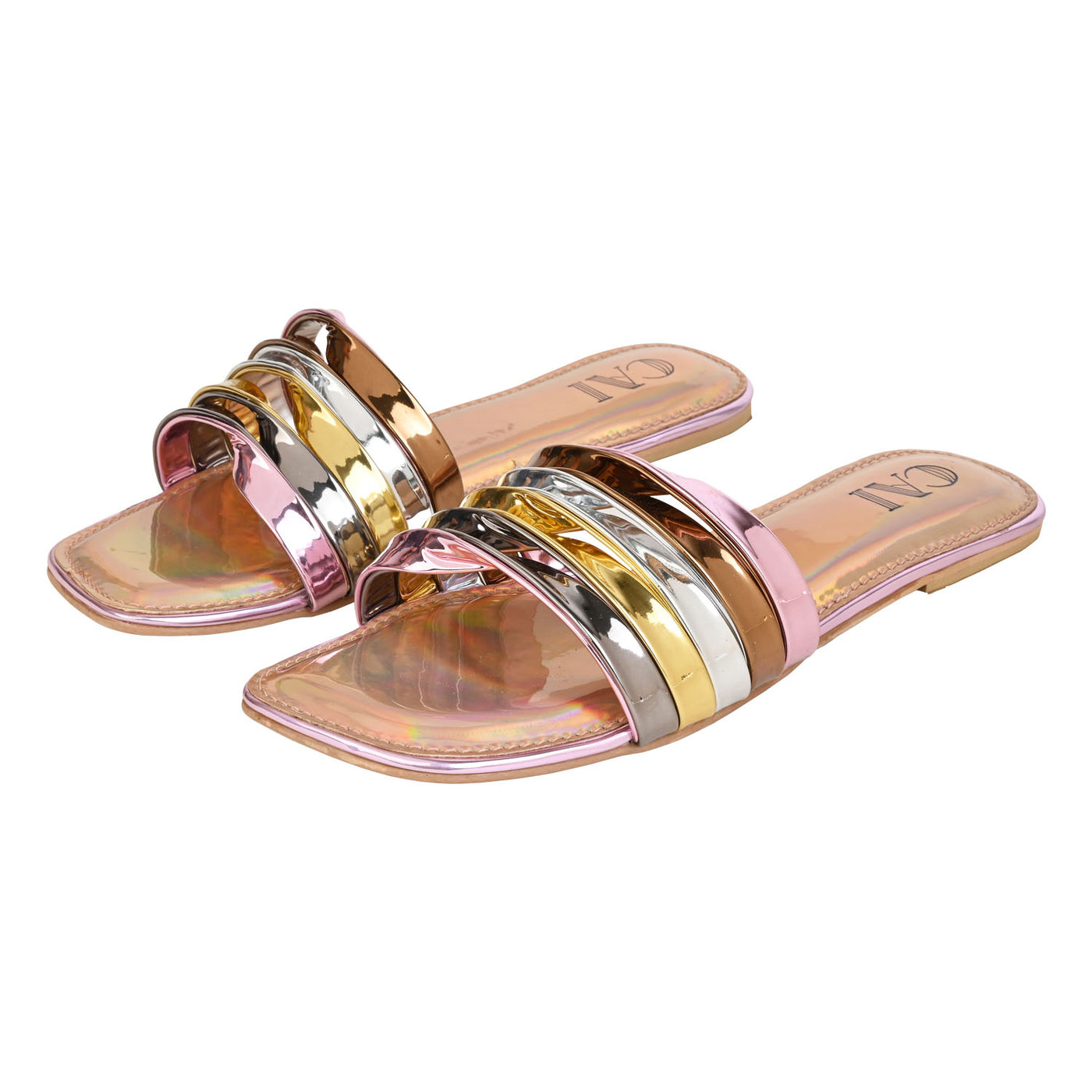 Buy Multi Metallic Flats in India