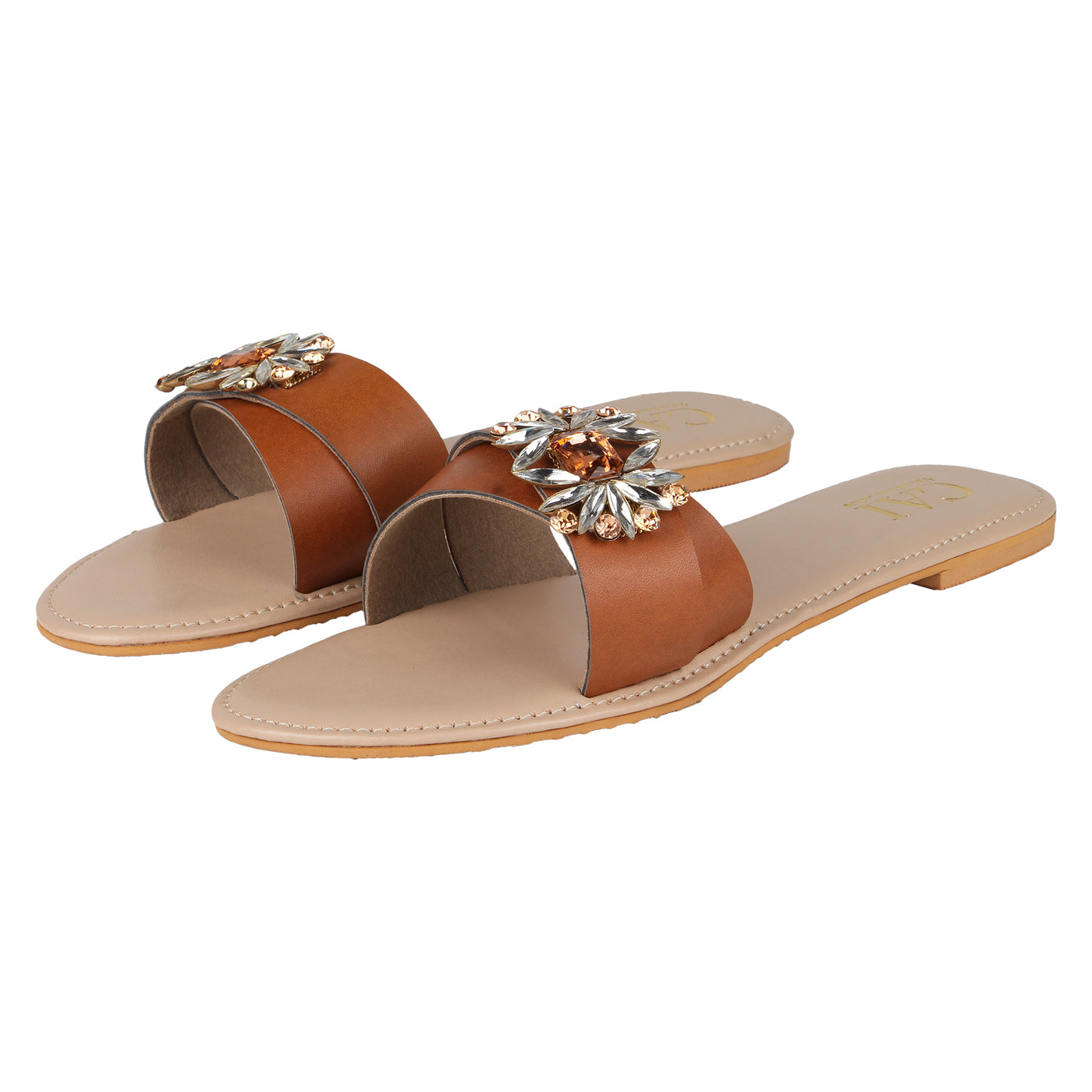Tan Brooch Flats Online in India