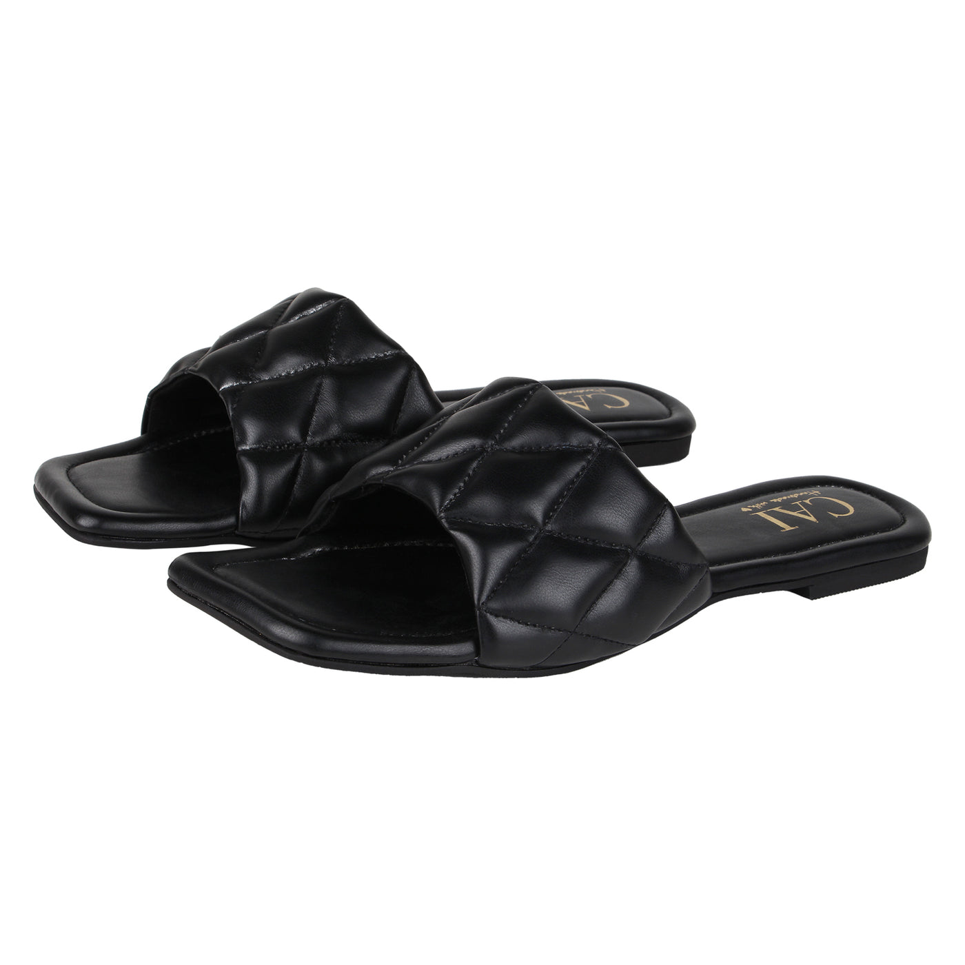 black quilted slides cai store