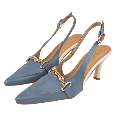 Denim Blue Chained Heel
