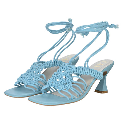 Buy Blue Knotted Tie-Up Heels Online