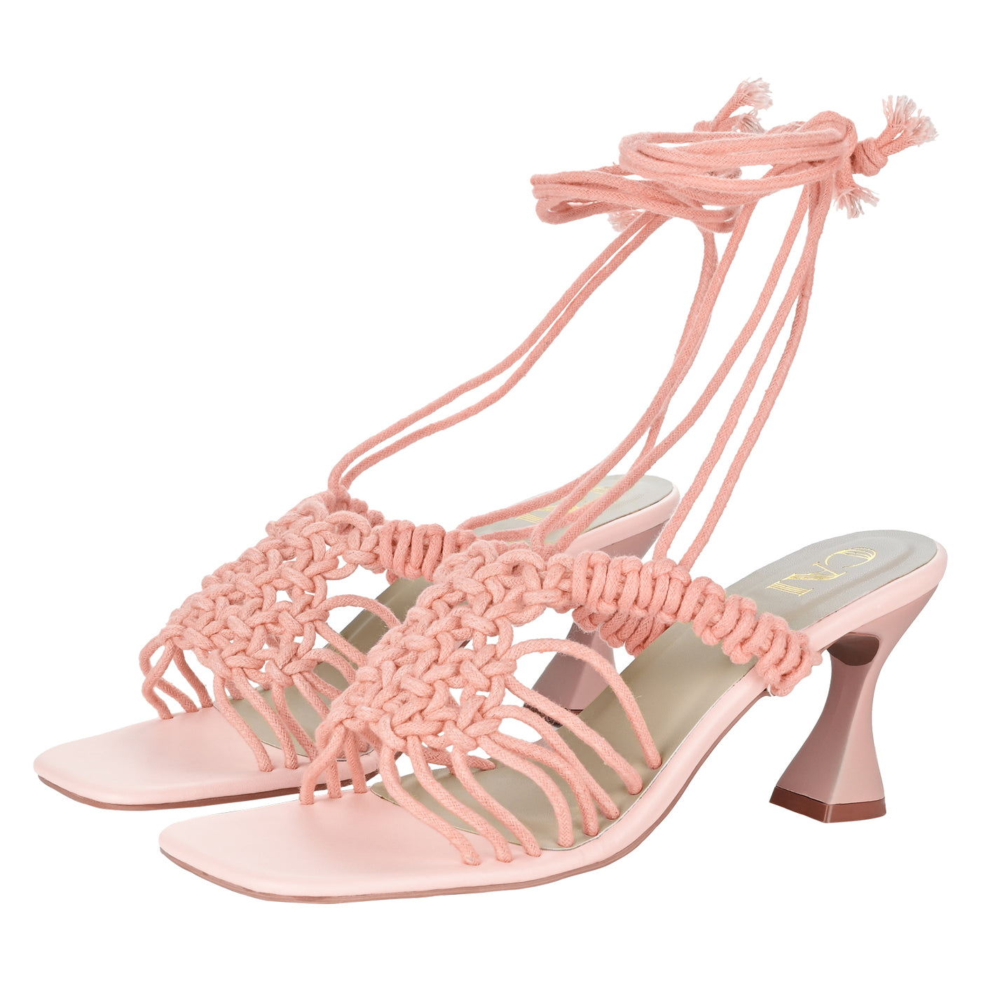 Buy Pink Knotted Tie Up Heels Online at Best Price