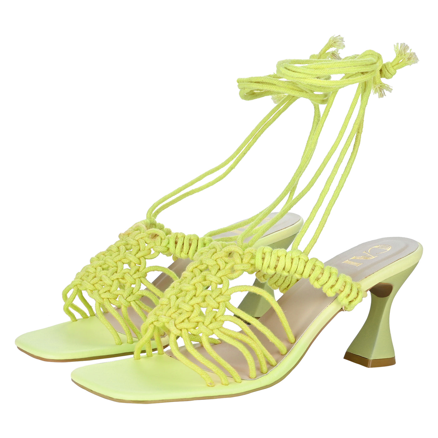 Green Knotted Tie-Up Heels Online