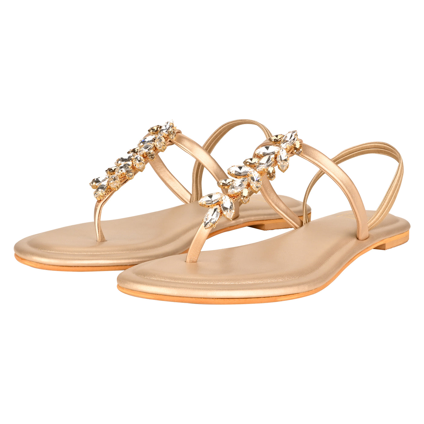 Buy Starry T-Strap Gold Flats Online