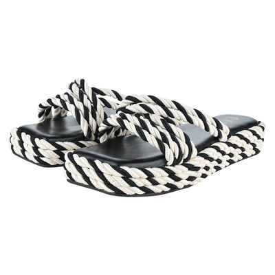 B&W Rope Platform Heels For Womens
