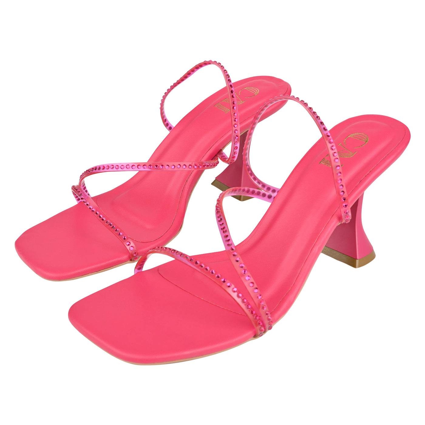Pink Diamond Strap Heels For Women