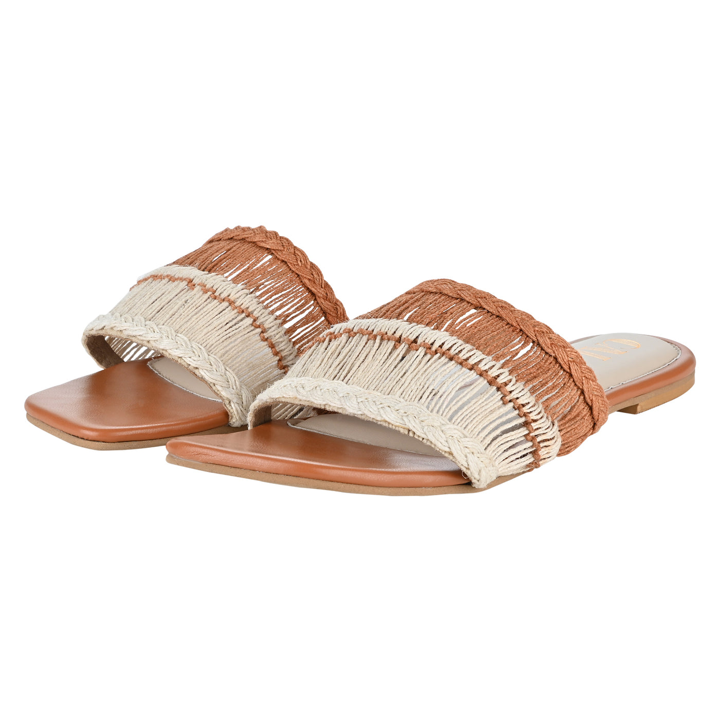 Shop Tan Knit Flats at The Cai Store