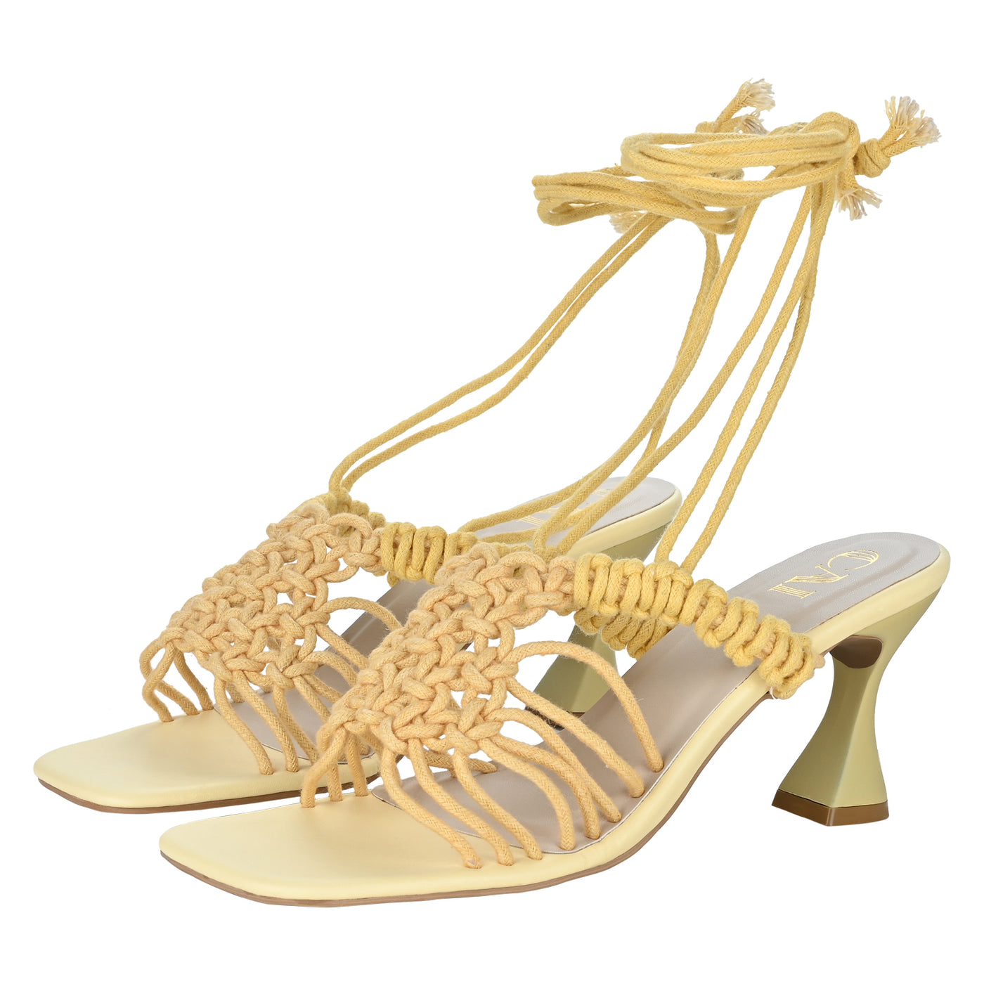 Buy Yellow Knotted Tie Up Heels Online