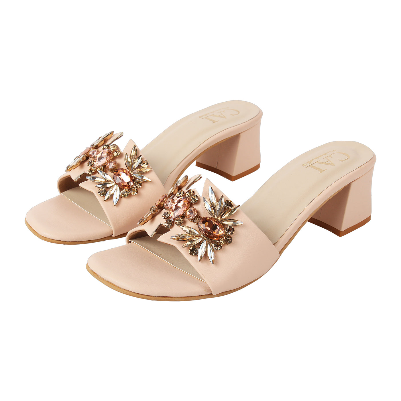 Peachy Embellished Heels at The Cai Store