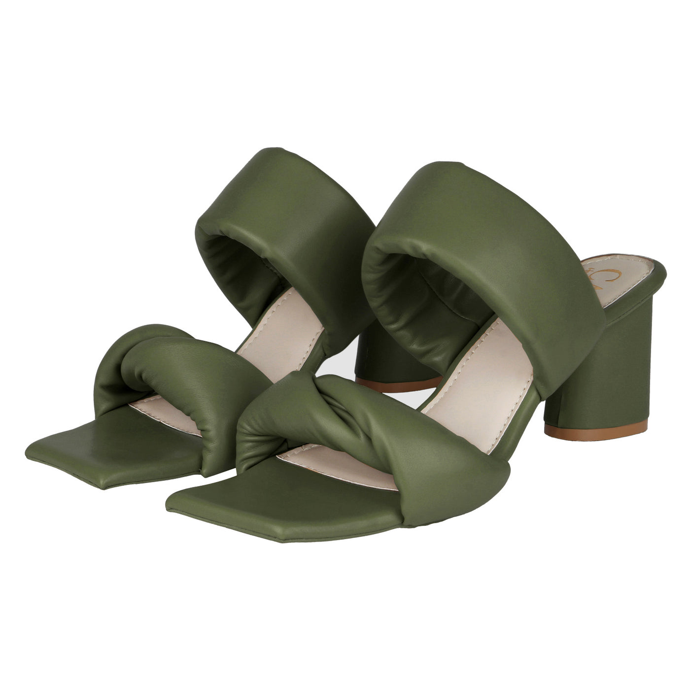 Green Marshmallow Block Heels for Ladies