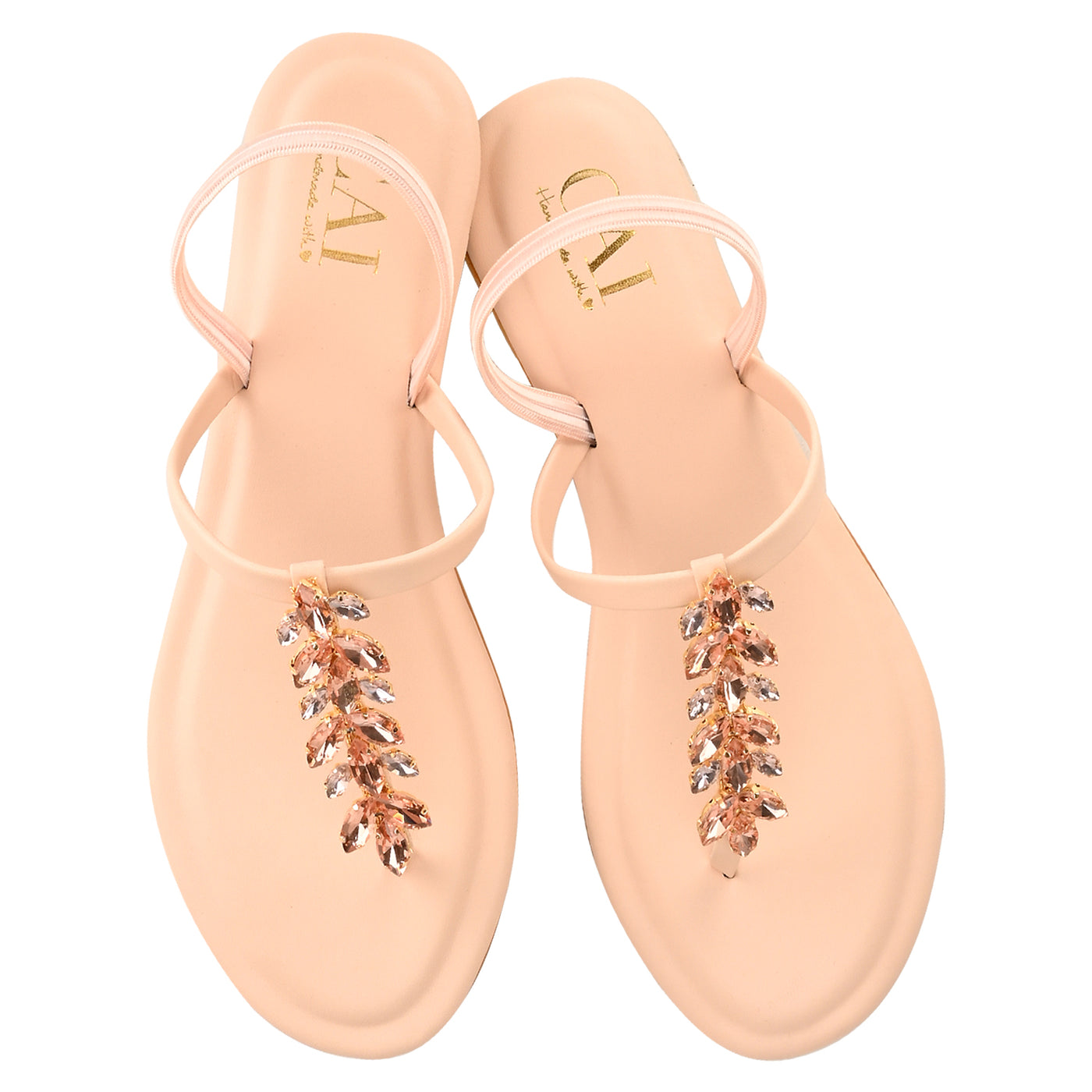 Buy Starry T-strap Rose Gold Flats Online