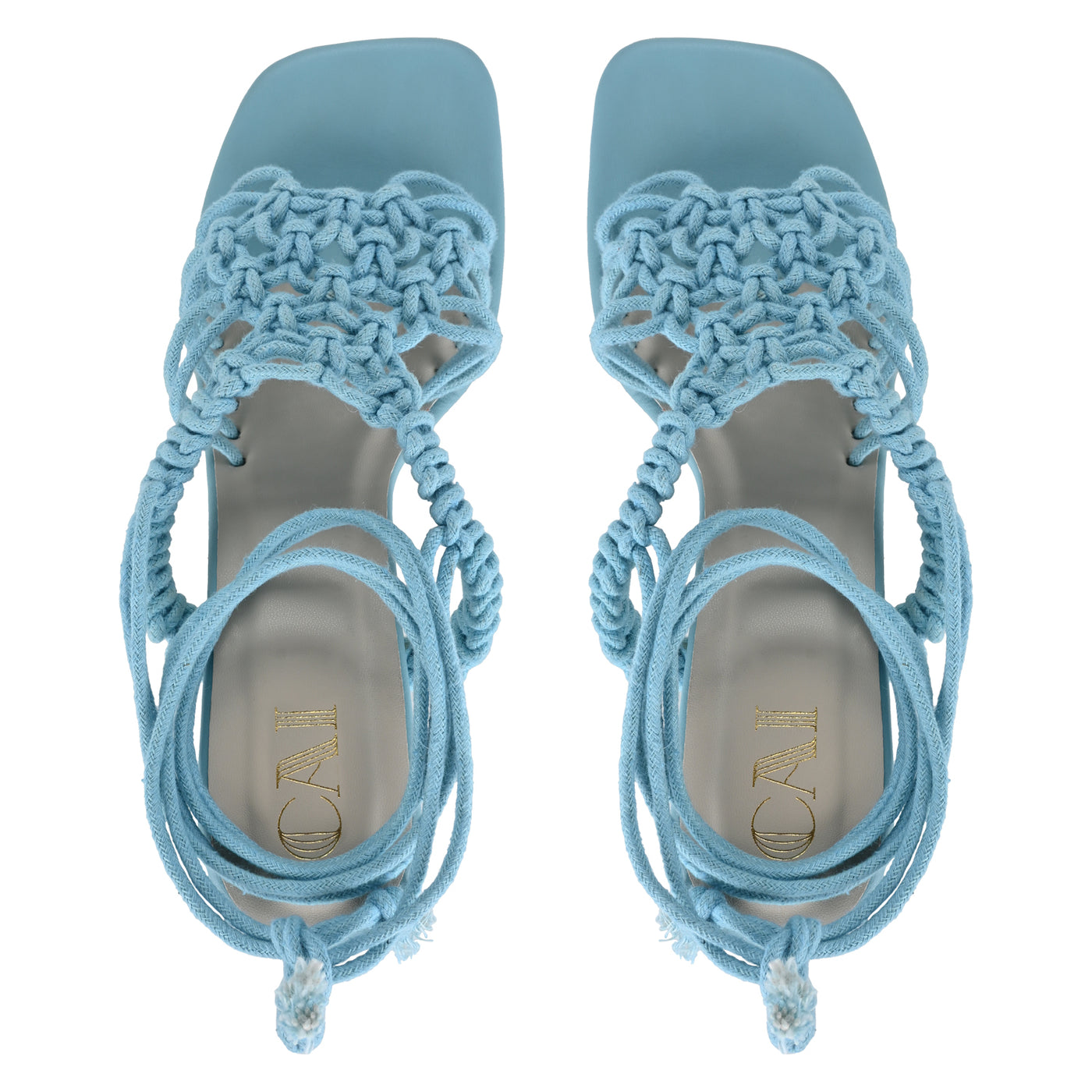 Buy Blue Knotted Tie-Up Heels at The Cai Store