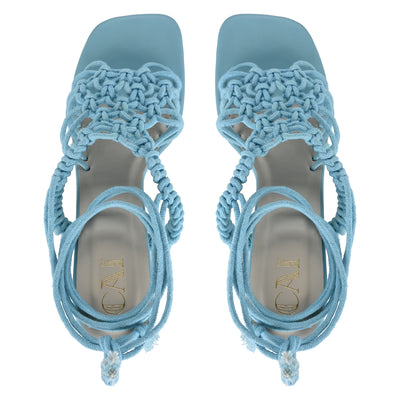 Buy Blue Knotted Tie-Up Heels at The Cai Store