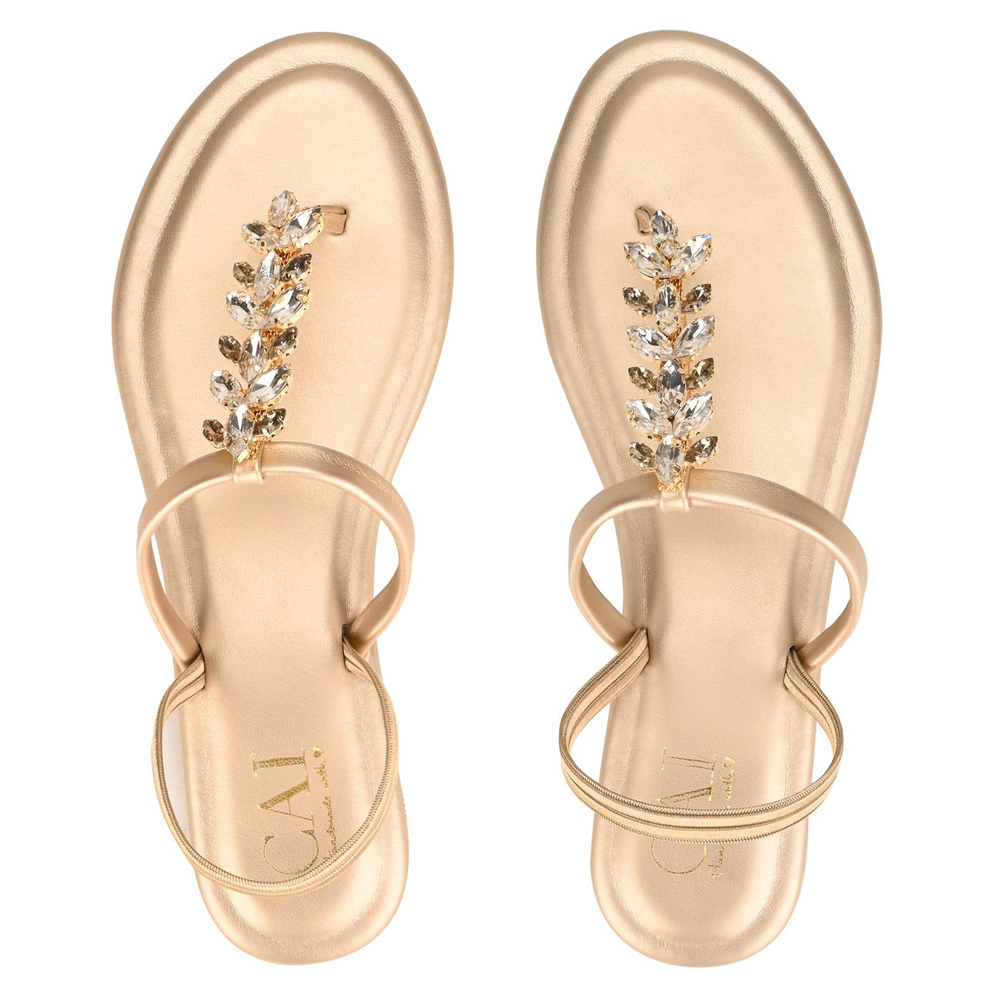 Starry T-Strap Gold Flats in India