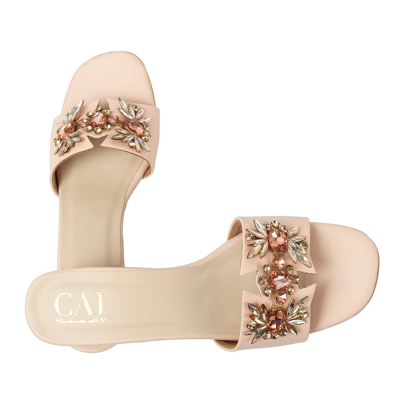 Peachy Embellished Heels Online in India