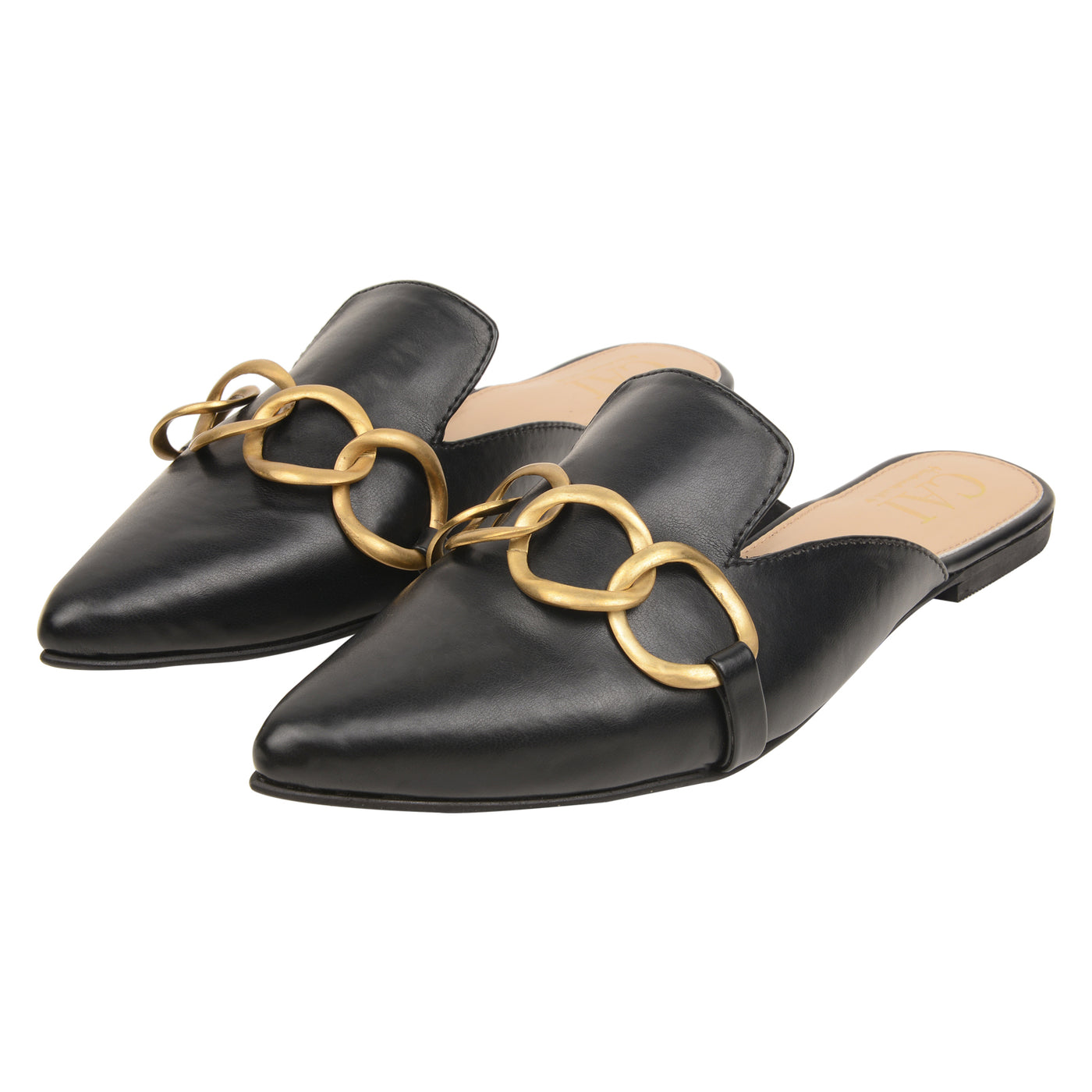 Black Smoky Gold Mules for Women