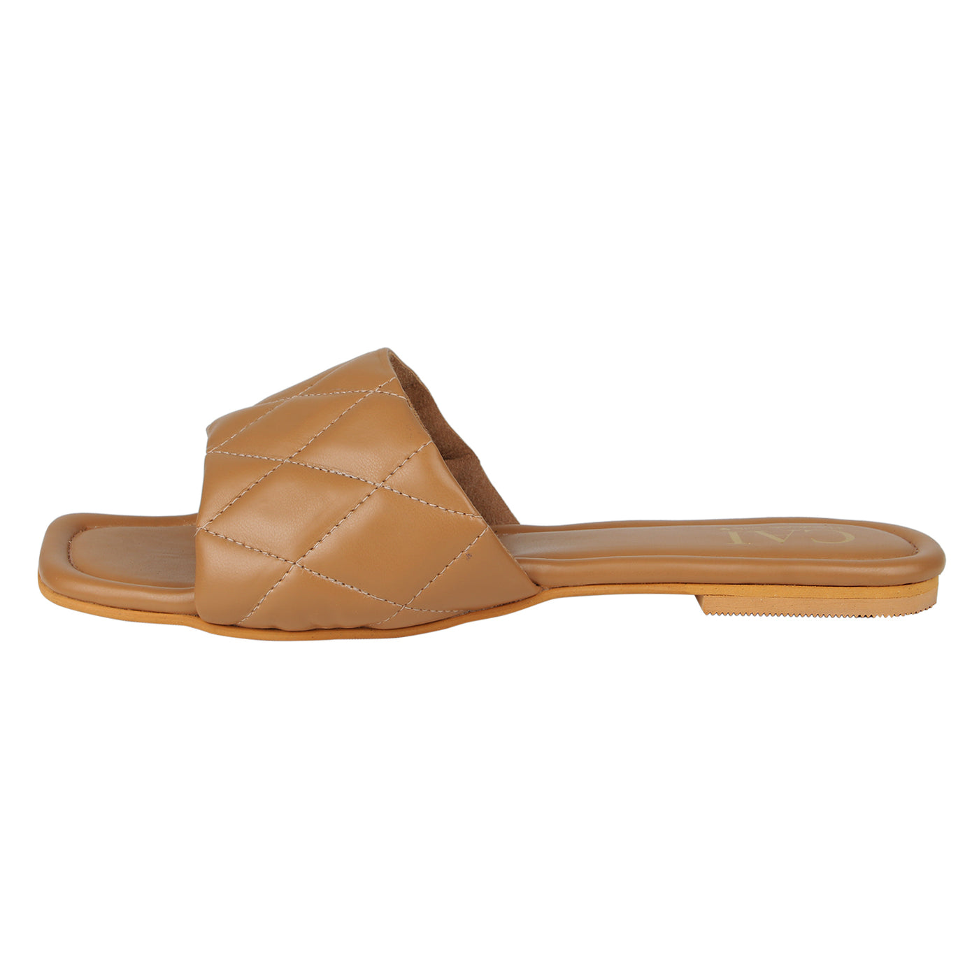 Tan Quilted Slides for Ladies