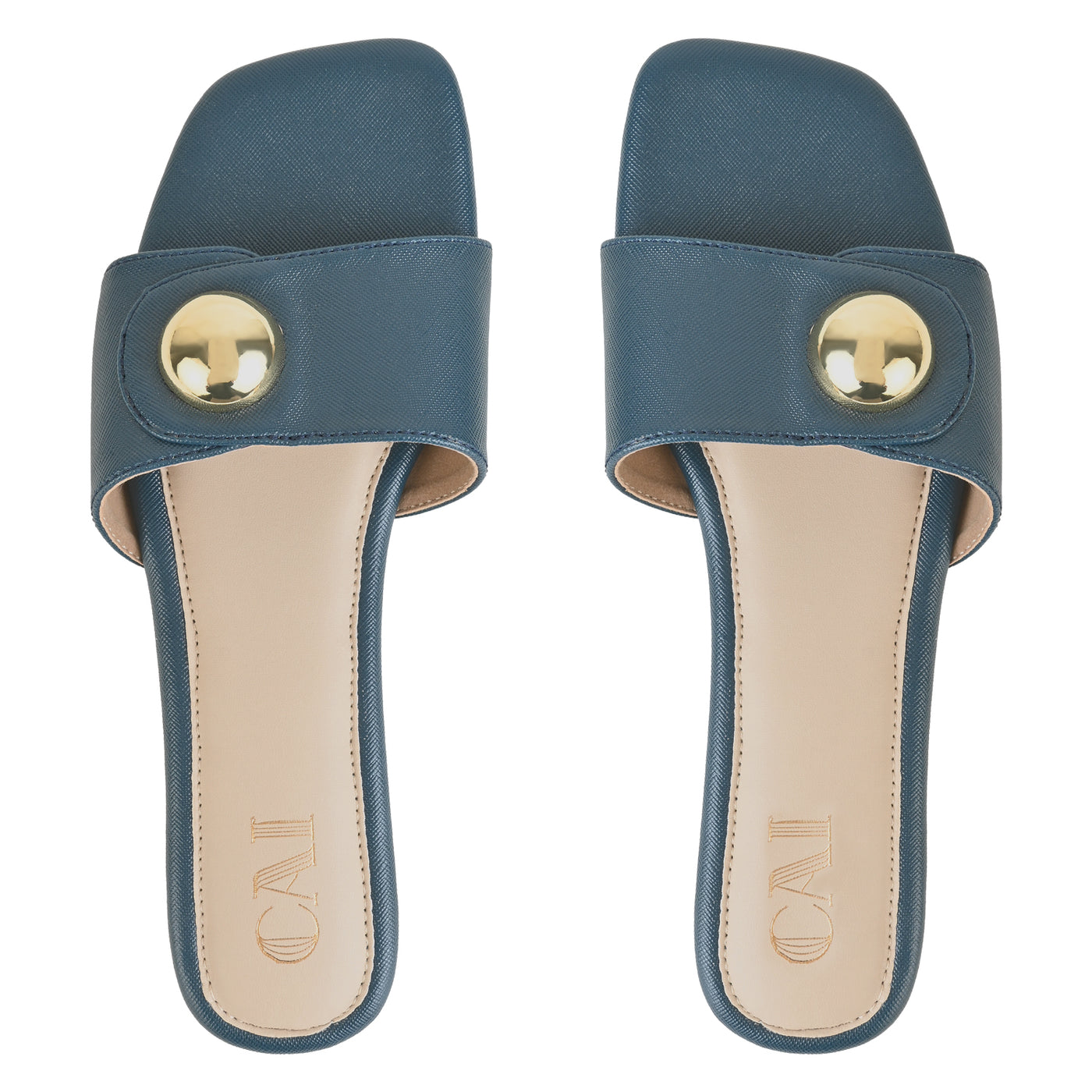 Button Up Navy Slides in India