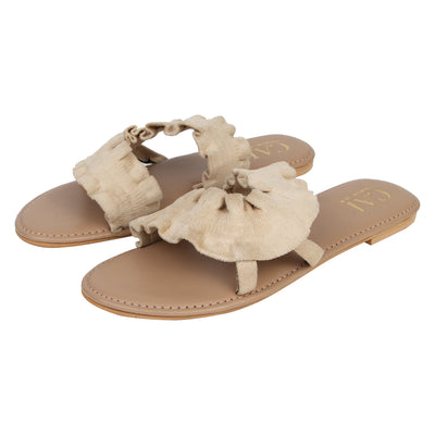 Beige Twirl Flats at The Cai Store
