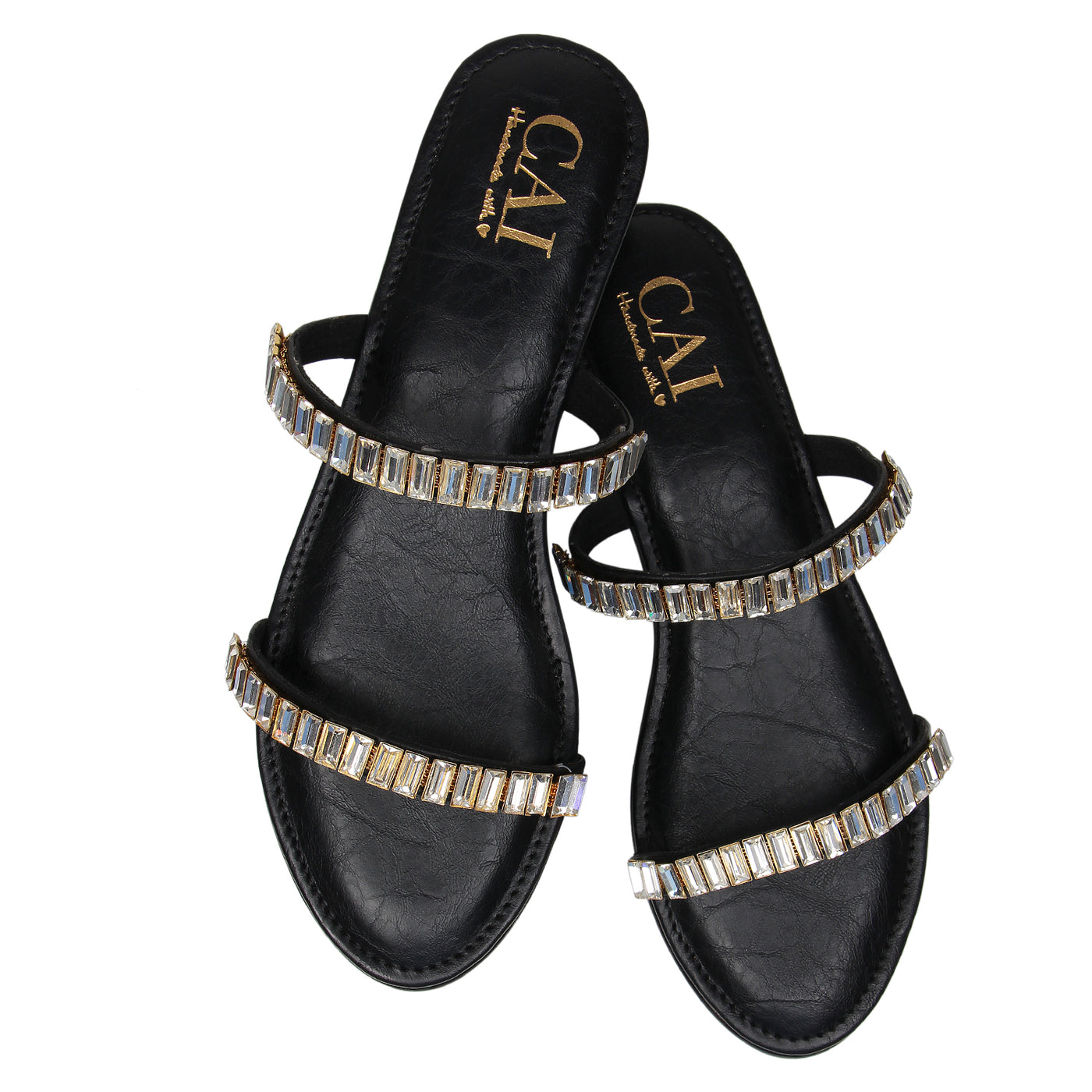 Two Strap Embellished Heels Black Online