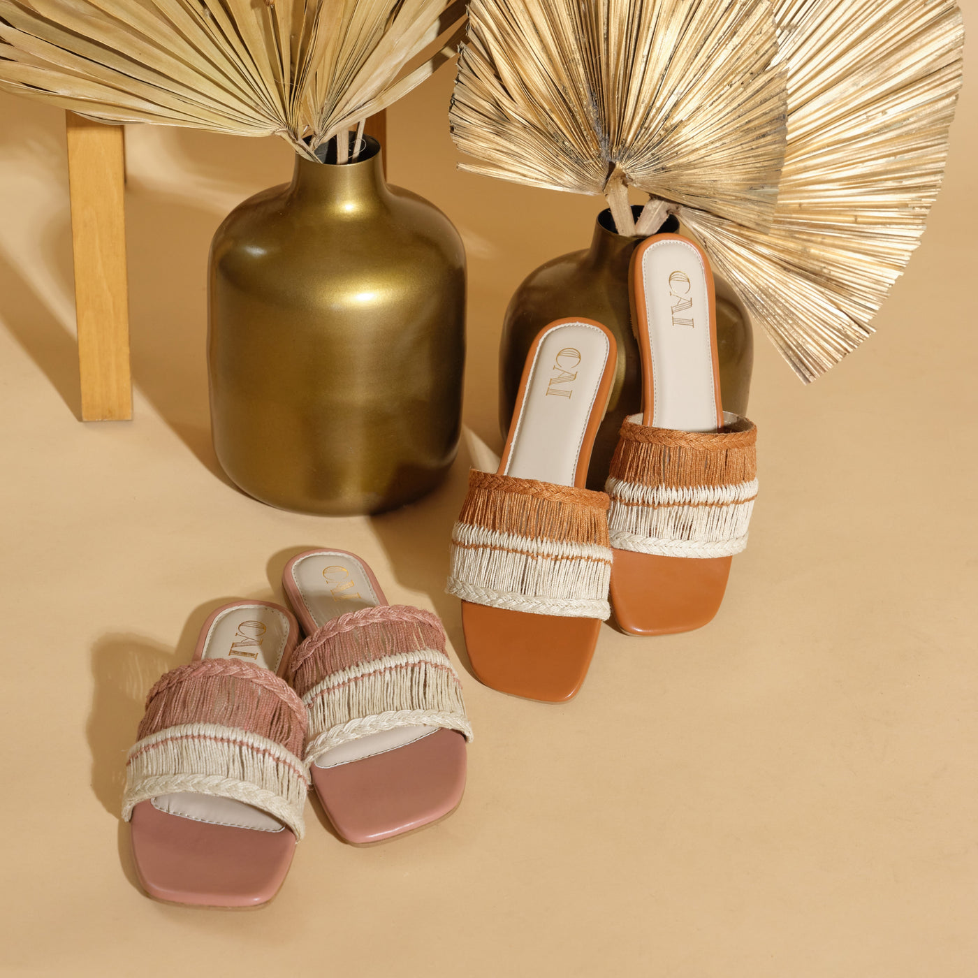 Buy Tan Knit Flats Online