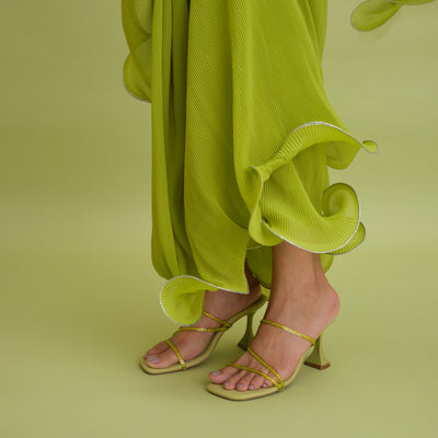 Green Diamond Strap Heels For Women
