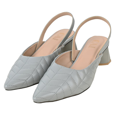 Grey Quilted Mules