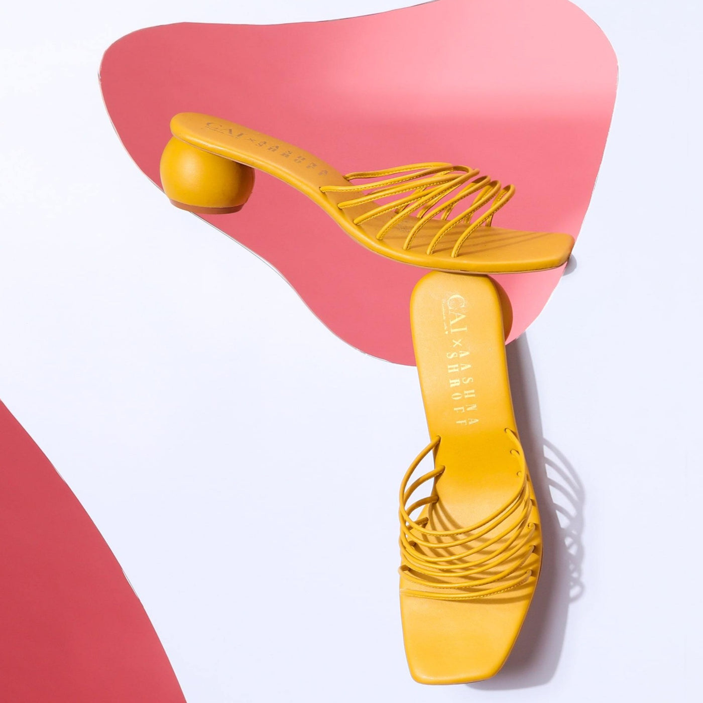 Yellow Strapped Round Heels at The Cai Store