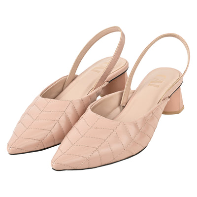 Nude Quilted Mules