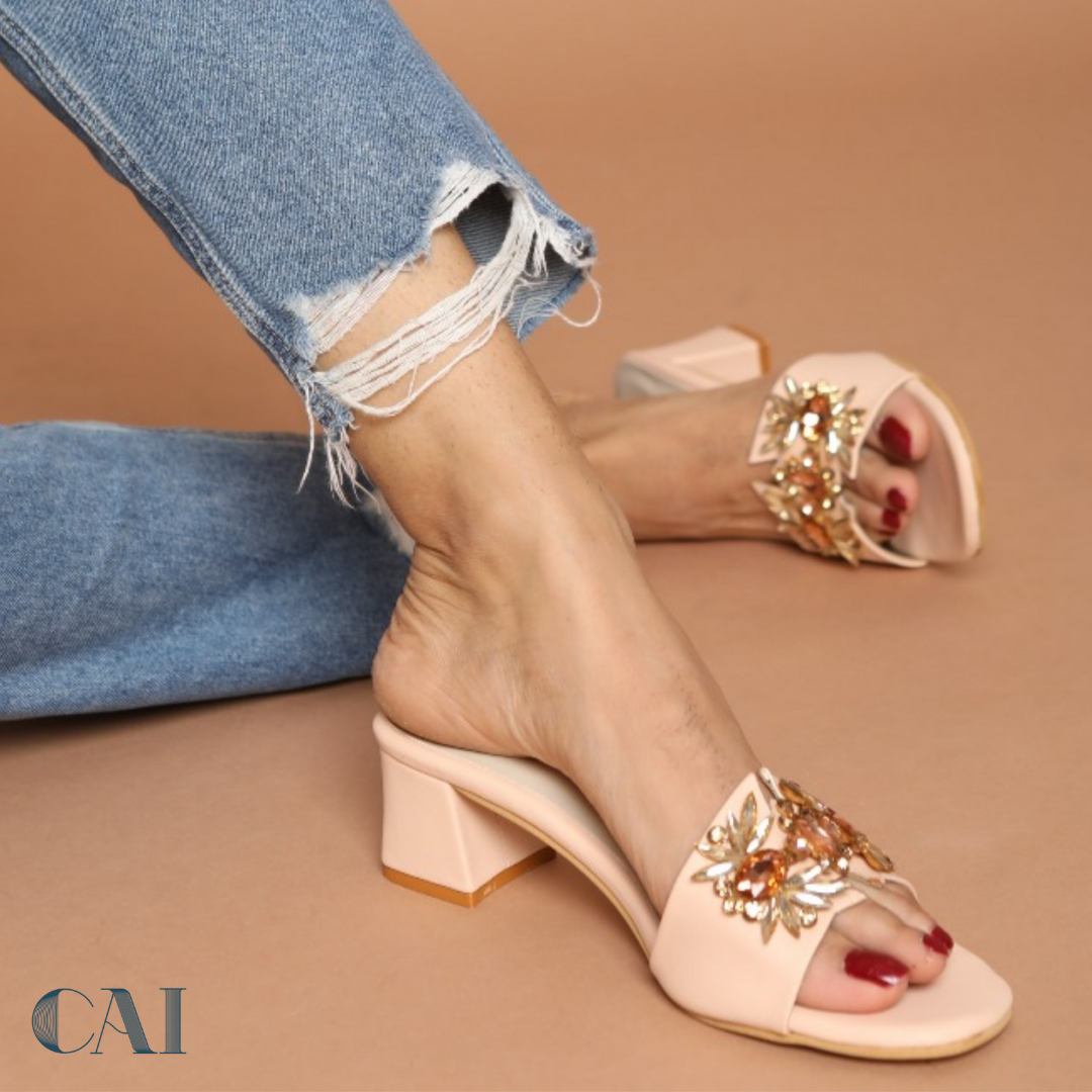 Peachy Embellished Heels