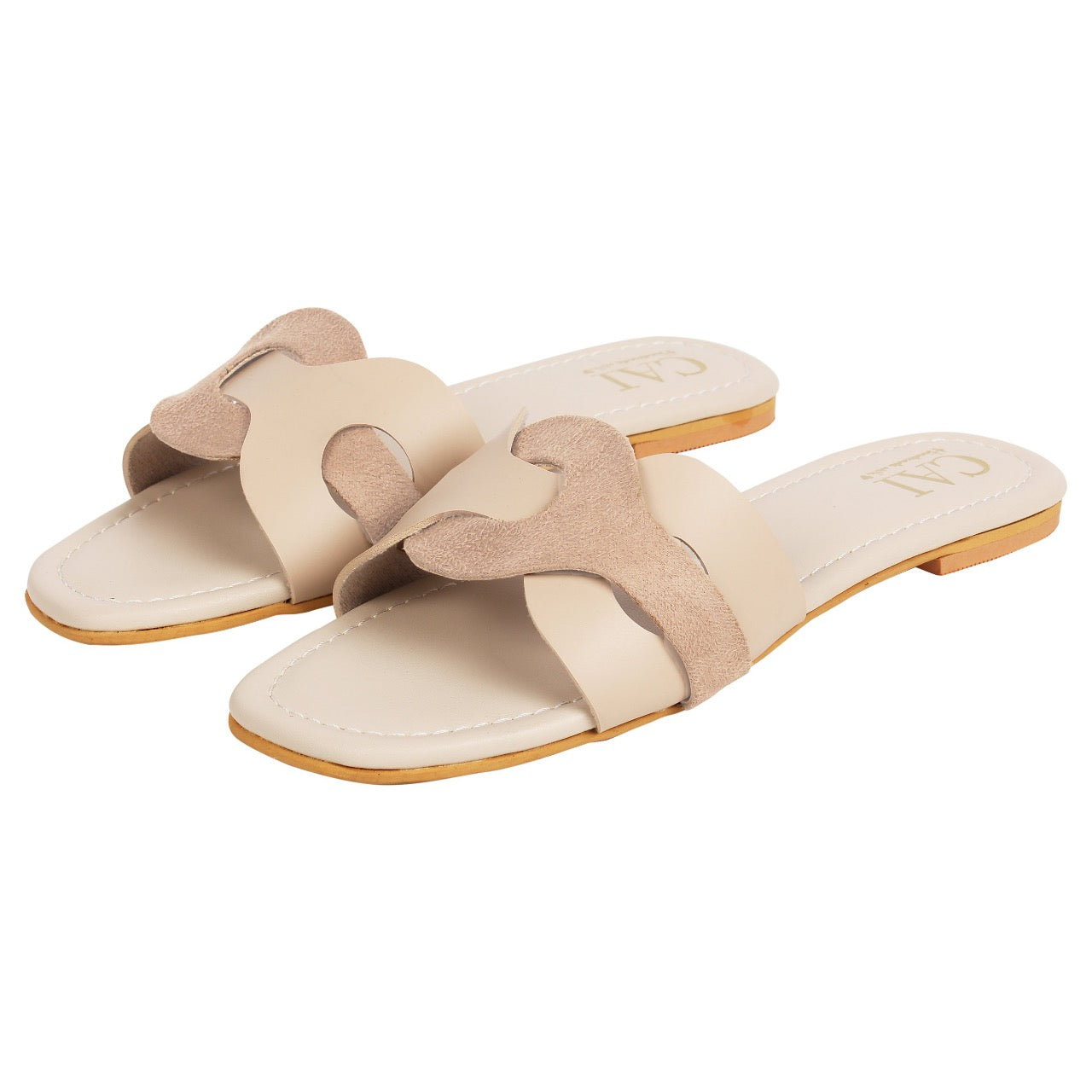 beige flat sandals cai store