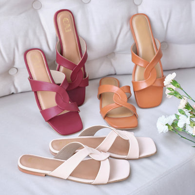 Beige Knot Flats for Ladies