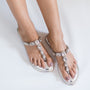 Silver Jewel T strap Flats