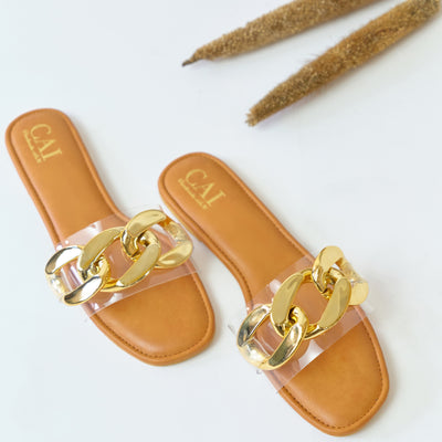 Clear Strap Chained Flats