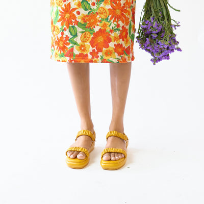 The Ruffled one - Mustard Sandal For Ladies