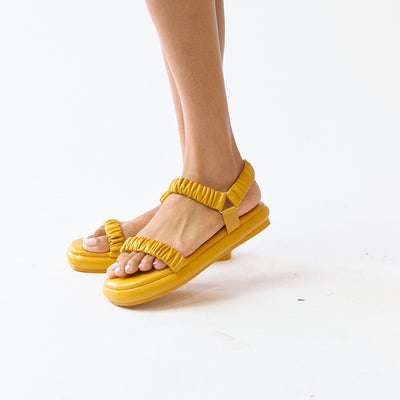 The Ruffled one - Mustard Sandal For Women