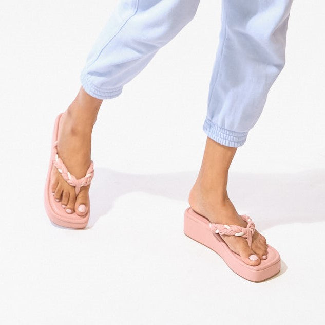Pink Braided Platform Heels For Women