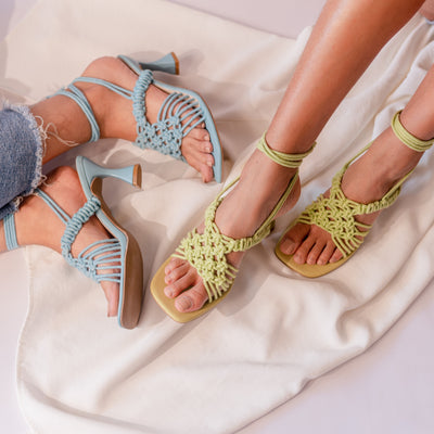 Green Knotted Tie-Up Heels