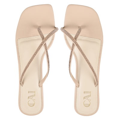 Crossed Shimmer Rose Gold Flats