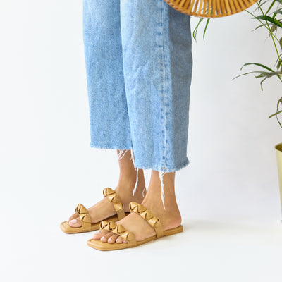 Tan Cone Flats For Ladies